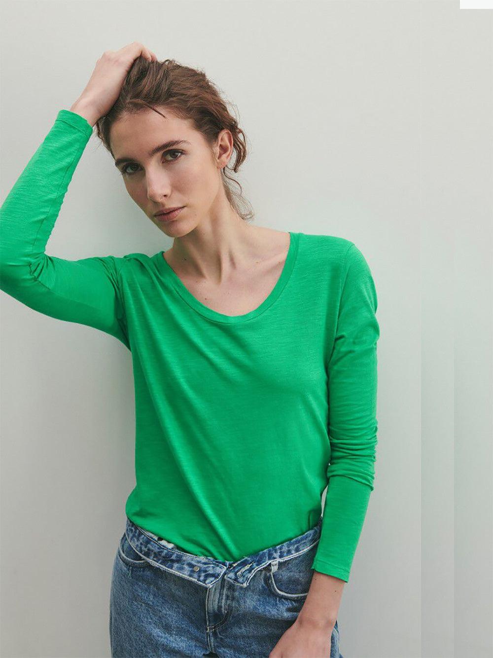 Jacksonville L/S Scoop Neck Top - VINTAGE GREEN
