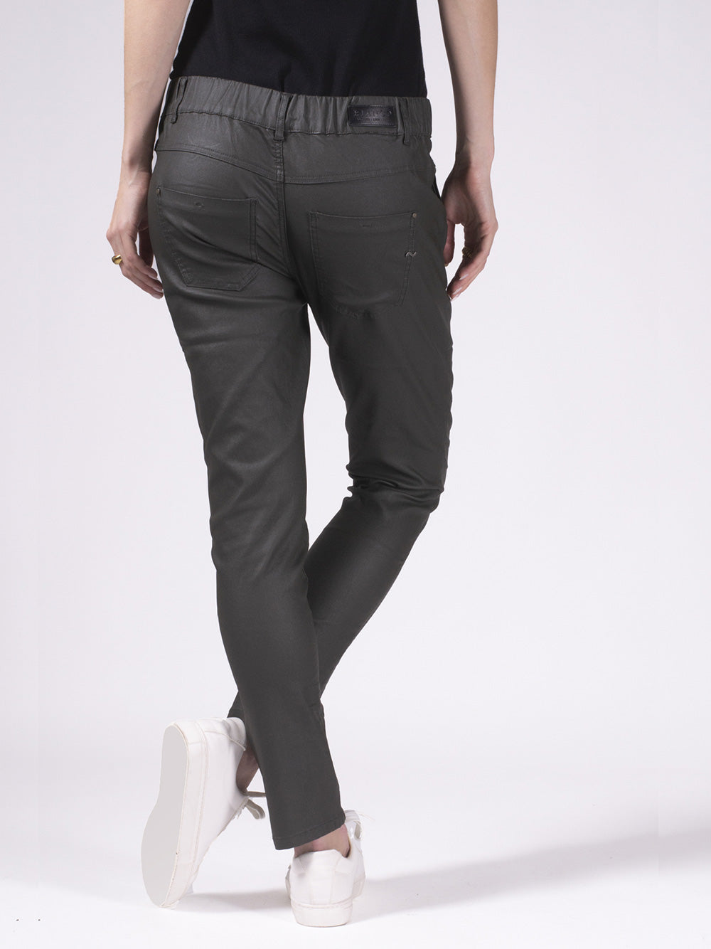 Jenna Vegan Leather Pants - OLIVE