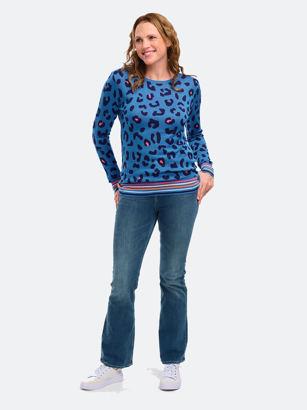 Callie Jumper - LEOPARD POP STRIPE