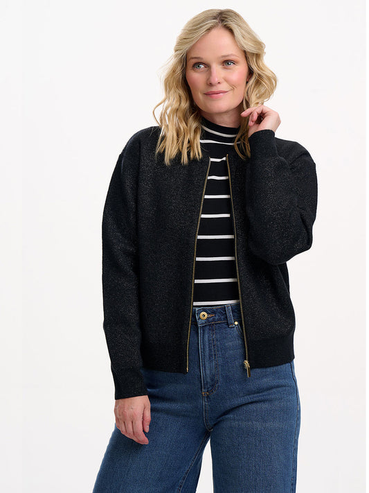 Solana Knitted Bomber - BLACK SPARKLE