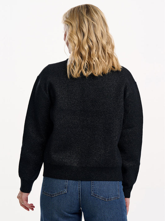 Solana Knitted Bomber - BLACK SPARKLE