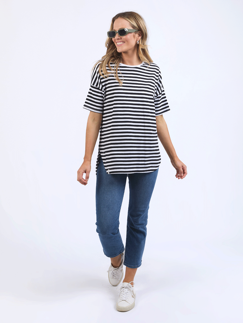Lauren Stripe Short Sleeve Tee - BLACK/WHITE