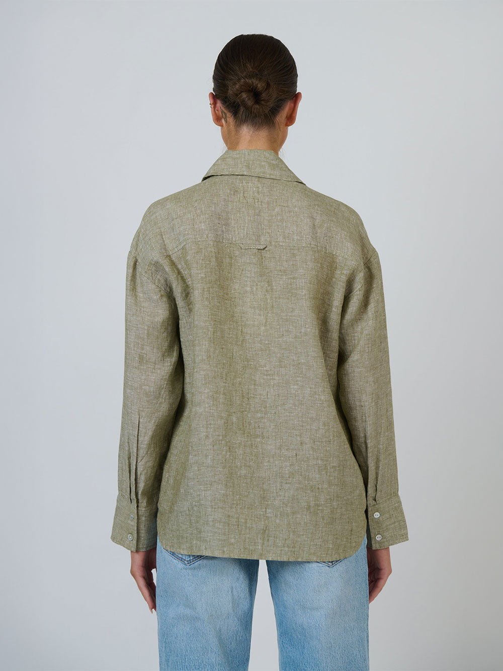 Linen Long Sleeve Shirt - EUCALYPT