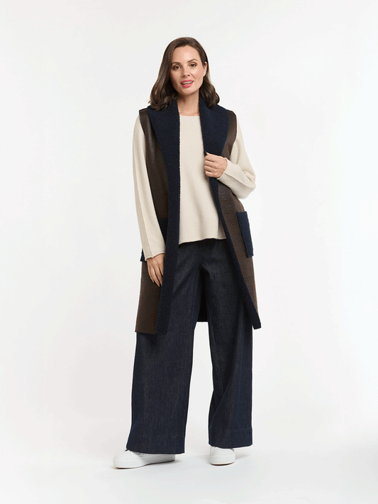 Shearling Long Vest - CHOC
