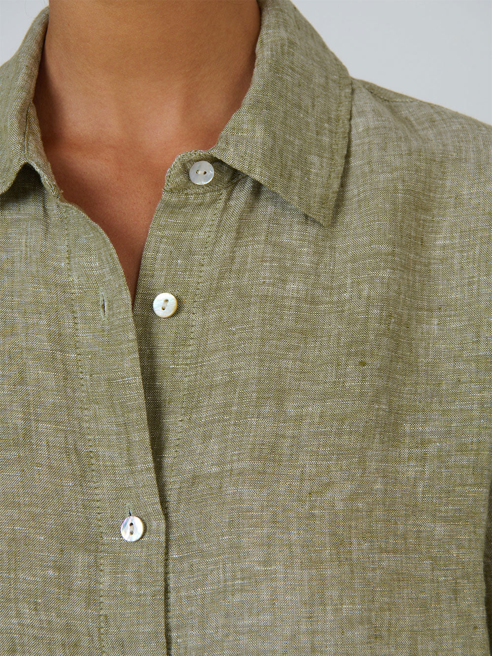 Linen Long Sleeve Shirt - EUCALYPT