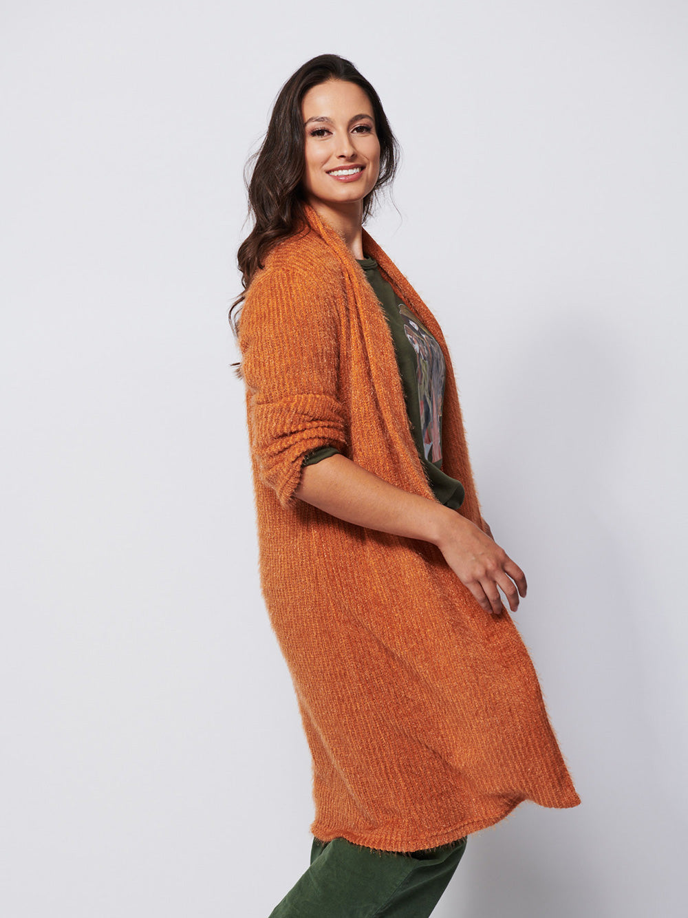 Luciana Longline Cardi - ORANGE