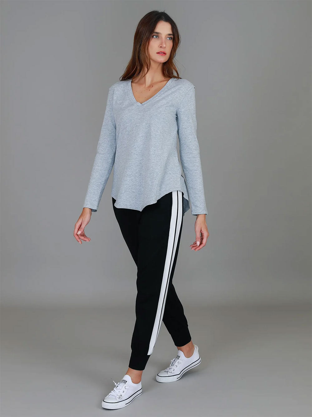 Nora Long Sleeve Tee - GREY MARLE