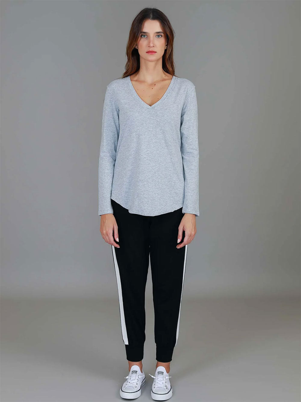 Nora Long Sleeve Tee - GREY MARLE