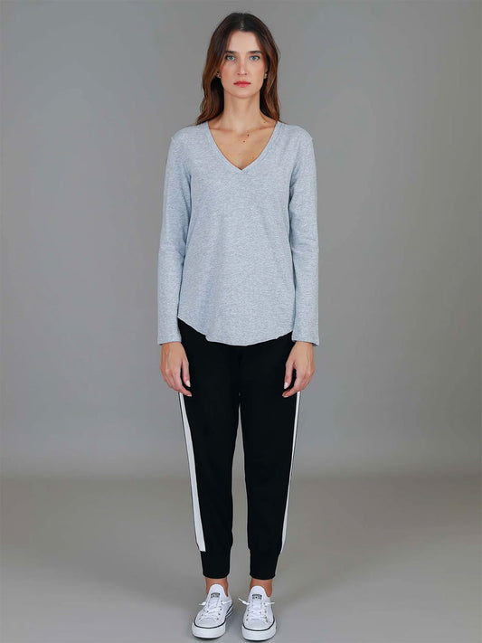 Nora Long Sleeve Tee - GREY MARLE