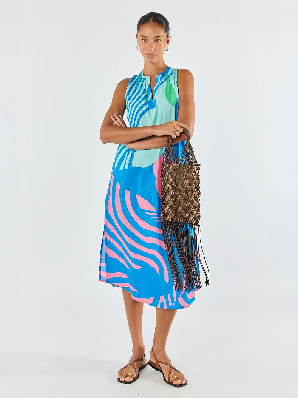 Papillon S/Less Dress - BLUE