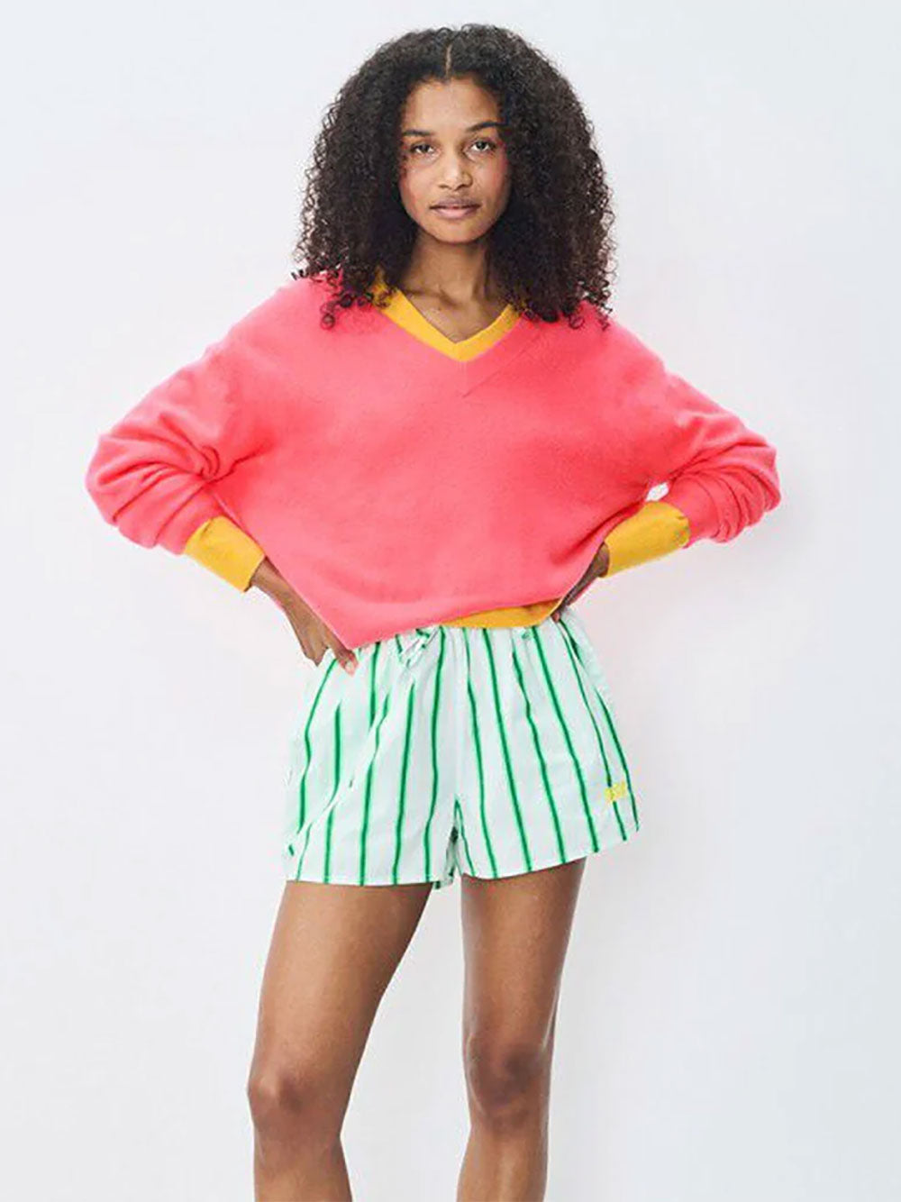 Raxow V-Neck Sweater - FLUORESCENT HORTENSIA