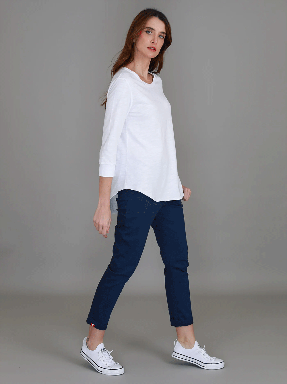 Shannon 3/4 Sleeve Tee - WHITE