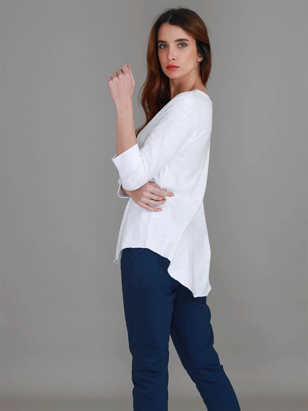 Shannon 3/4 Sleeve Tee - WHITE