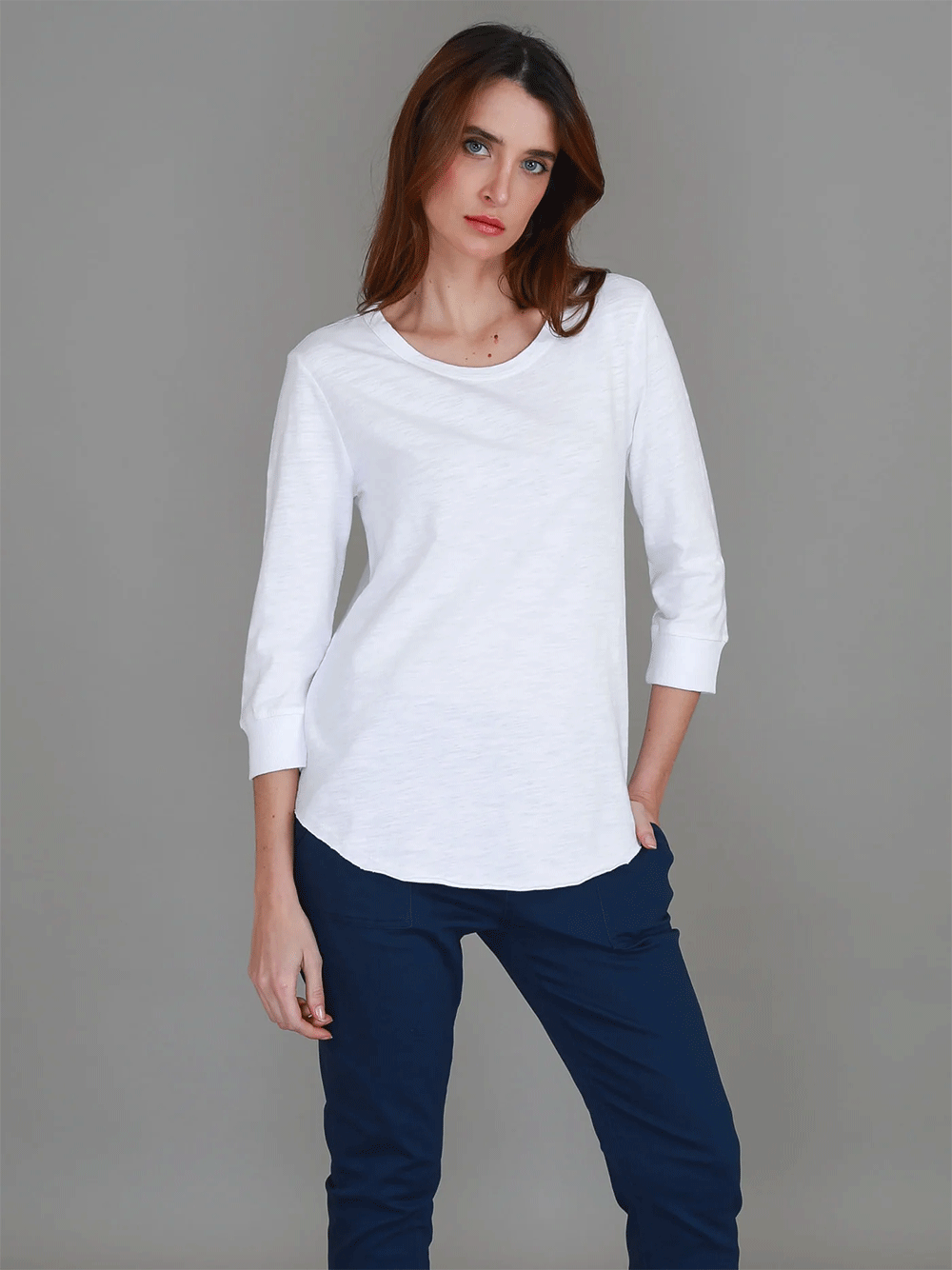 Shannon 3/4 Sleeve Tee - WHITE
