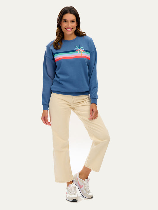 Noah Palm Stripe Sweatshirt - BLUE