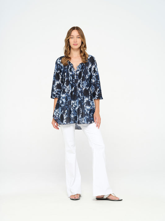 Poppy Top - SHIBORI NAVY