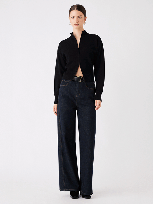 Sierra Zip Cardigan - BLACK