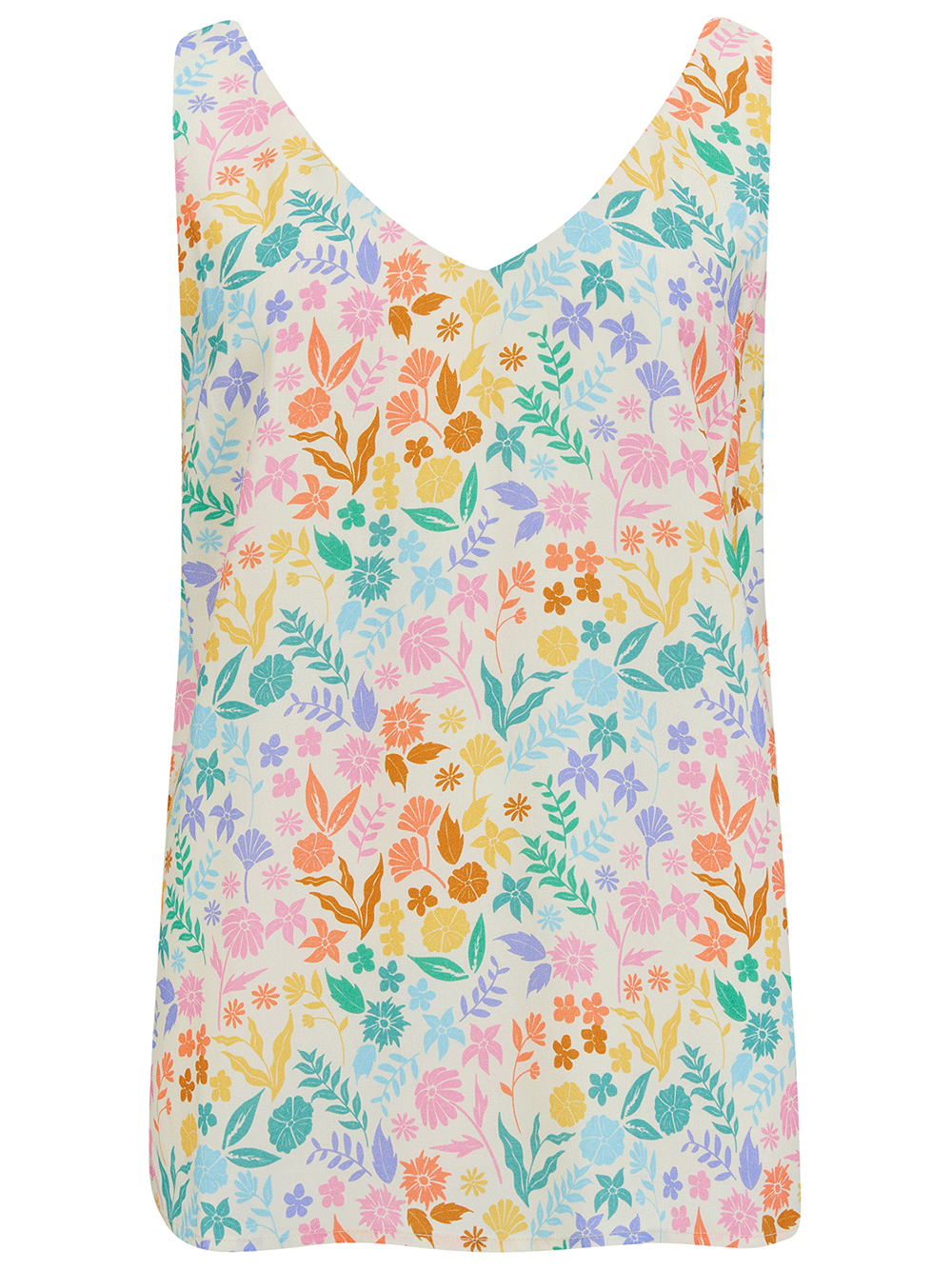 Romy Vest Top - MULTI RAINBOW BOTANICAL FLORAL