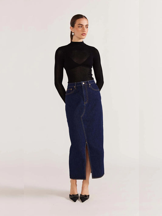 Vara Denim Midi Skirt