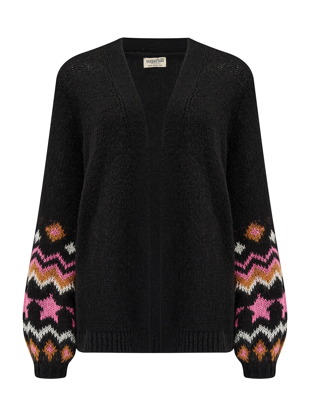 Yvette Cardigan - BLACK WITH FAIRISLE