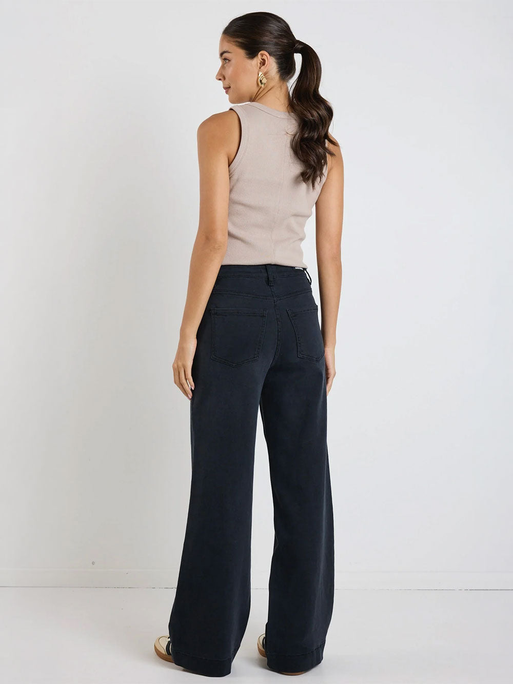 Zoey High Rise Wide Leg Pocket Jeans - BLACK