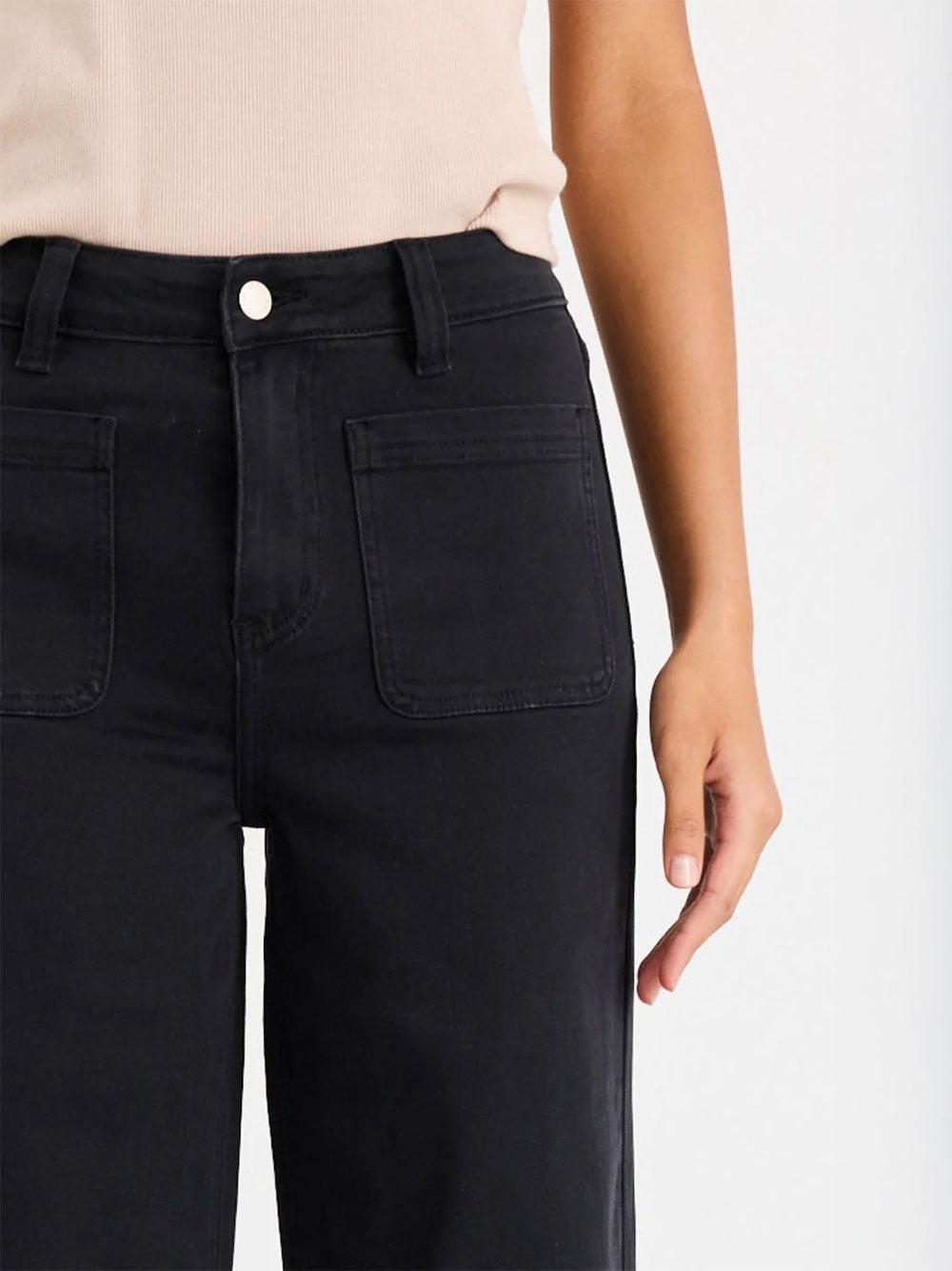 Zoey High Rise Wide Leg Pocket Jeans - BLACK