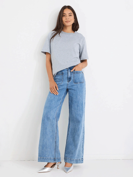 Zoey High Rise Wide Leg Pocket Jeans - SIGNATURE BLUE