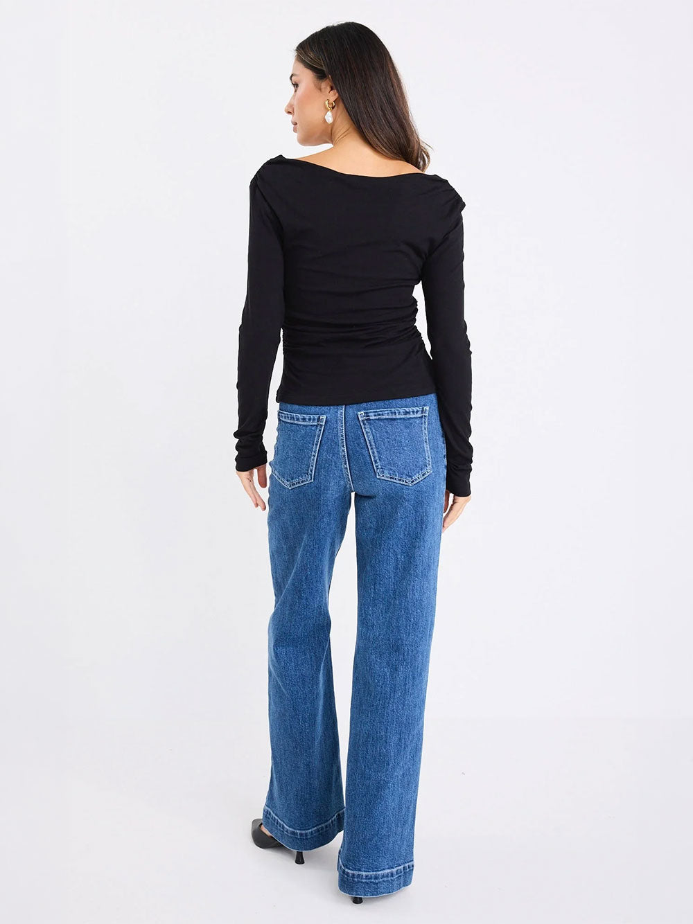 Zoey High Rise Wide Leg Pocket Jeans - MARINE BLUE