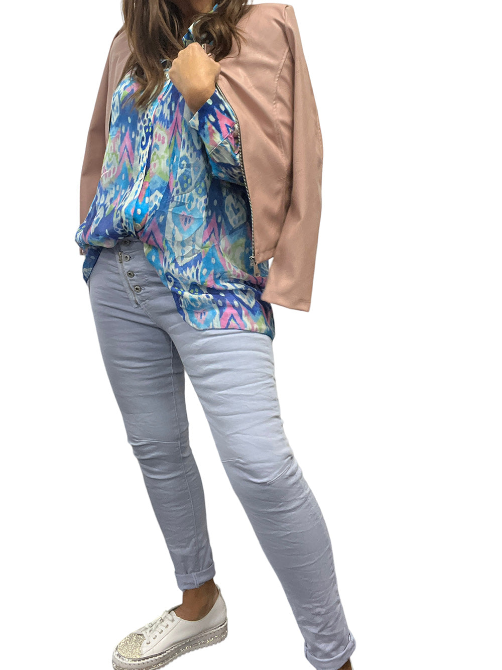 Portofino Button Zip Jeans - ARCTIC