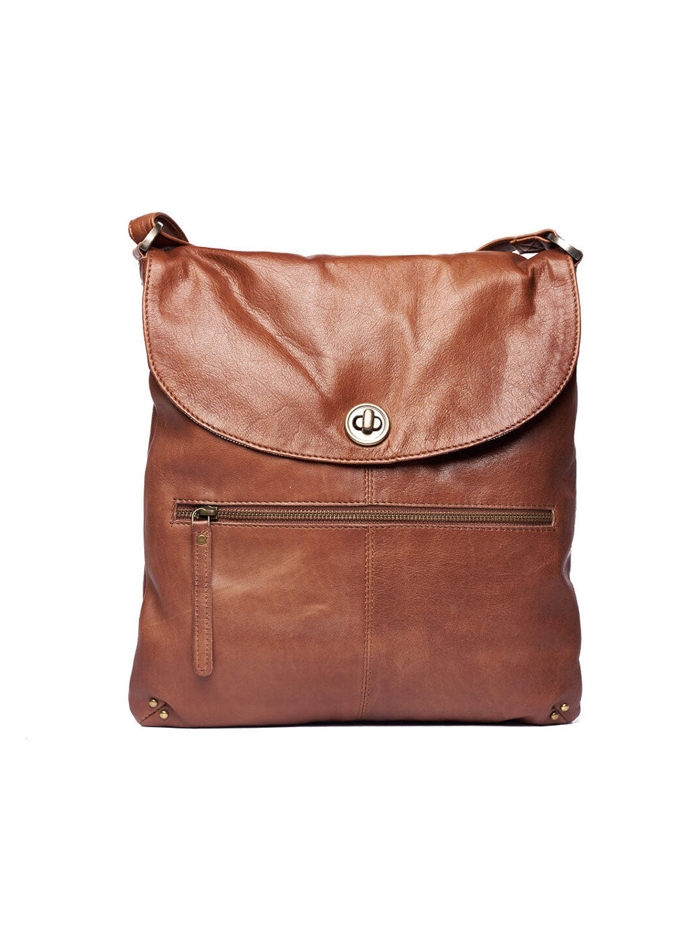 RUGGED HIDE Bianca Large Lock Sling Bag - BROWN