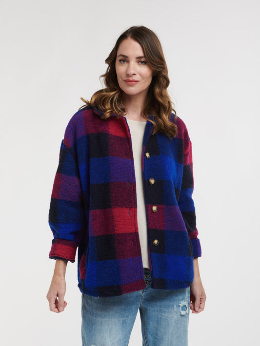 Plaid Jacket - COBALT/FUCHSIA