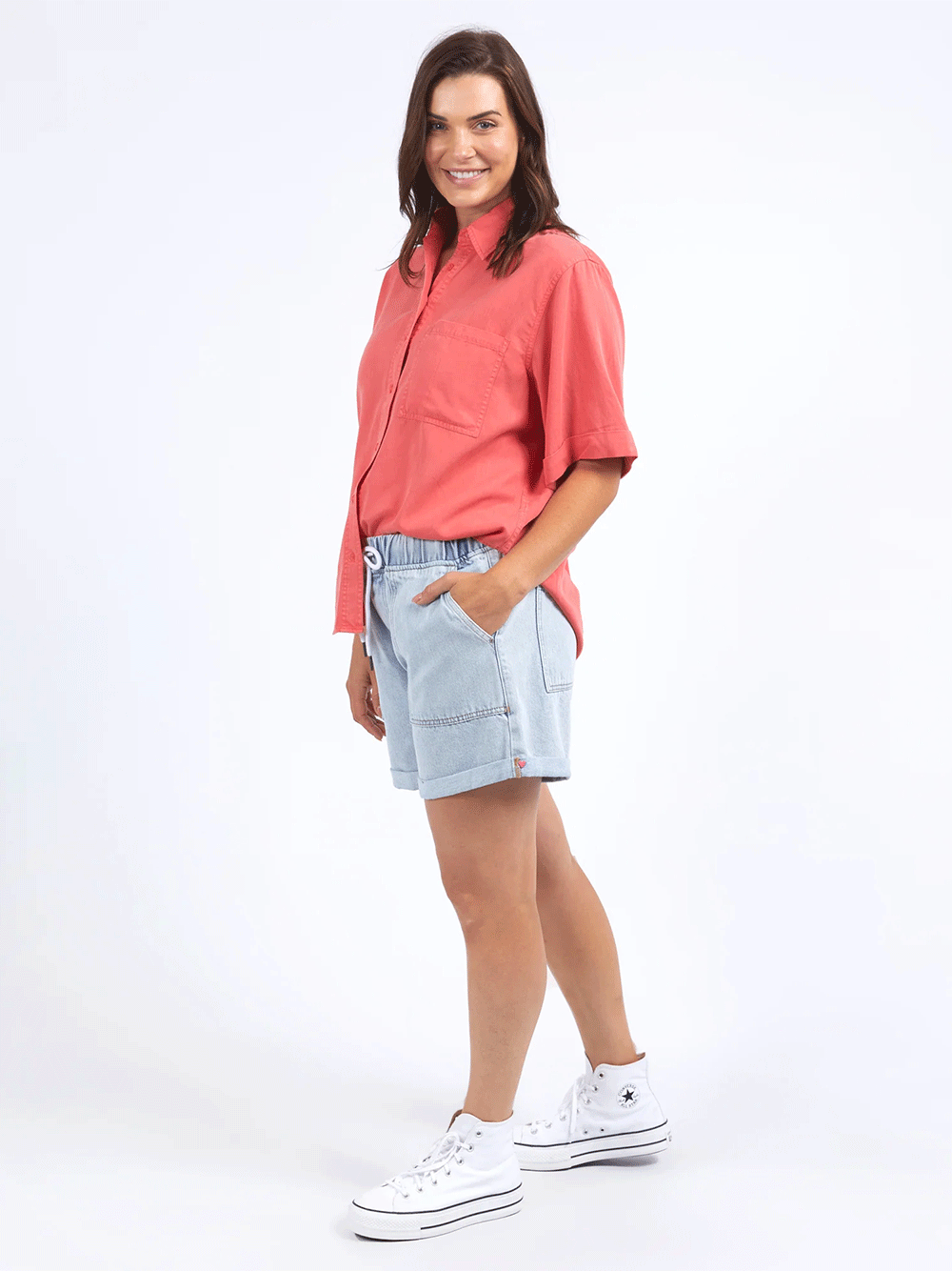Bliss Washed Shirt - WATERMELON CRUSH
