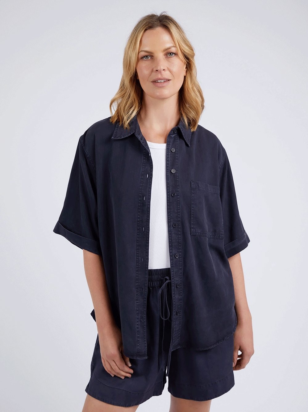Bliss Washed Shirt - NAVY