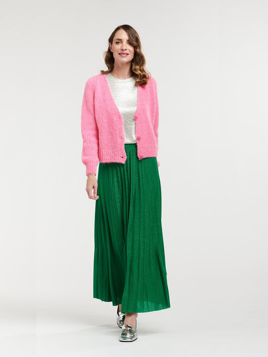 Button Knitted Cardigan - STRAWBERRY
