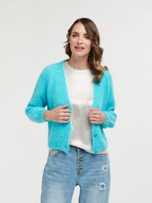 Button Knitted Cardigan - AQUA
