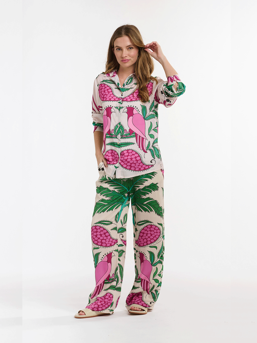 Sheryl Shirt - FUXIA CARIBBEAN PARROT