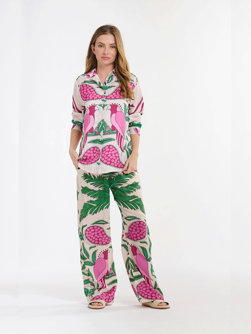 Sheryl Shirt - FUXIA CARIBBEAN PARROT