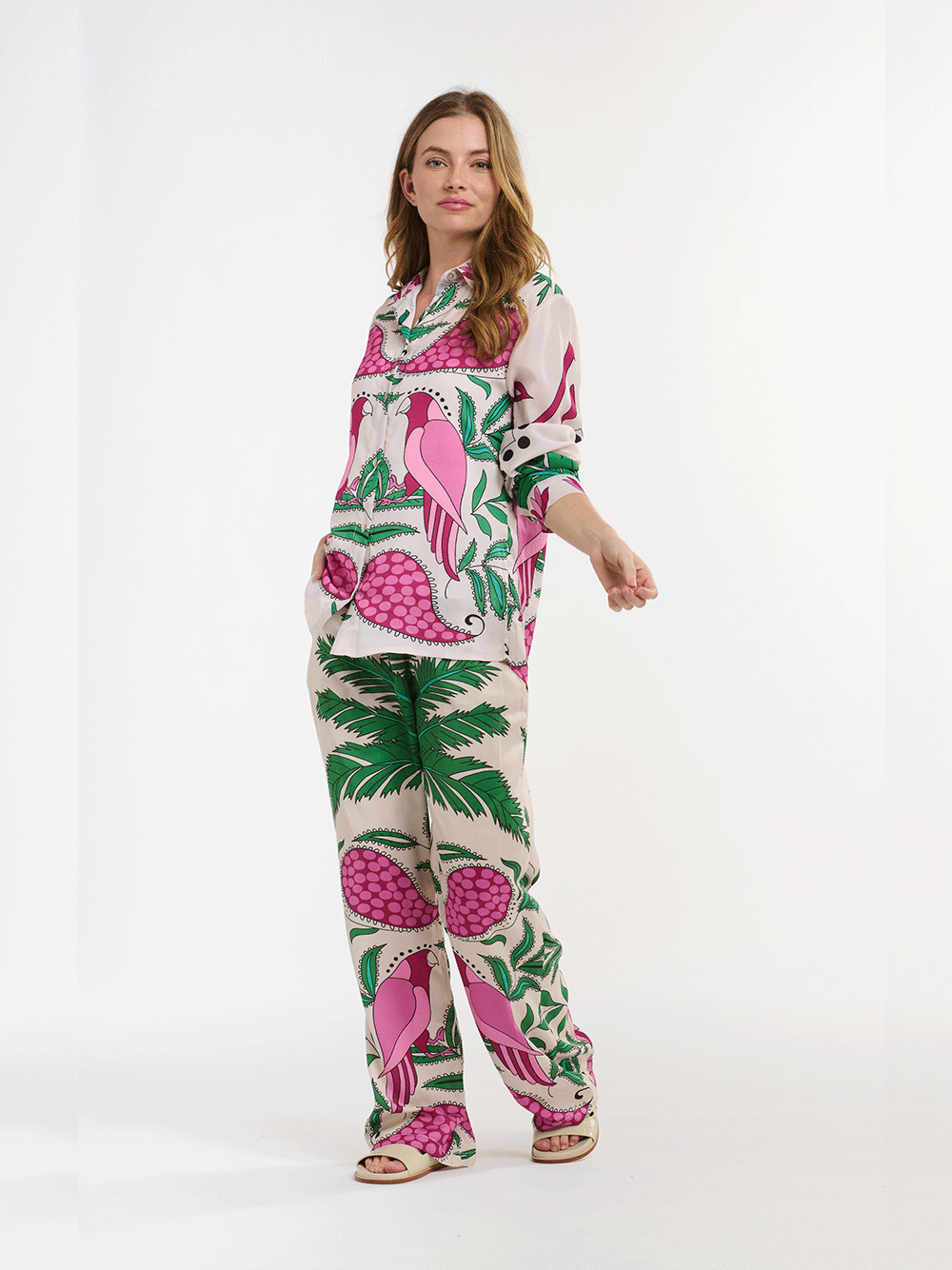 Sheryl Shirt - FUXIA CARIBBEAN PARROT