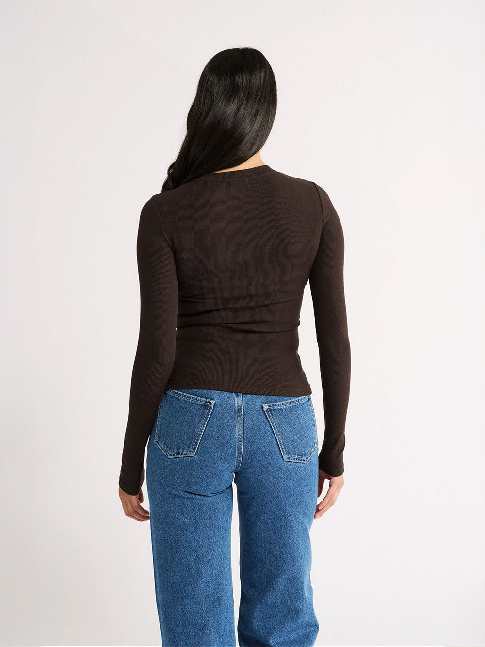 Carina Classic Long Sleeve Top - CHOCOLATE