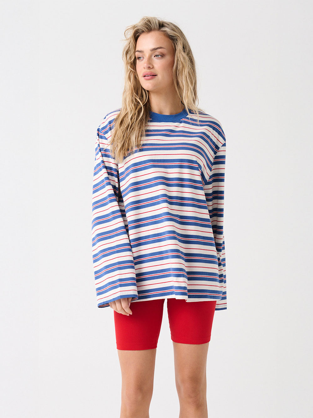 Carter Long Sleeve - RED/SLATE STRIPE