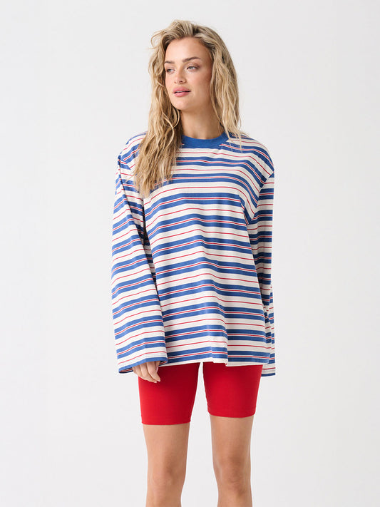Carter Long Sleeve - RED/SLATE STRIPE