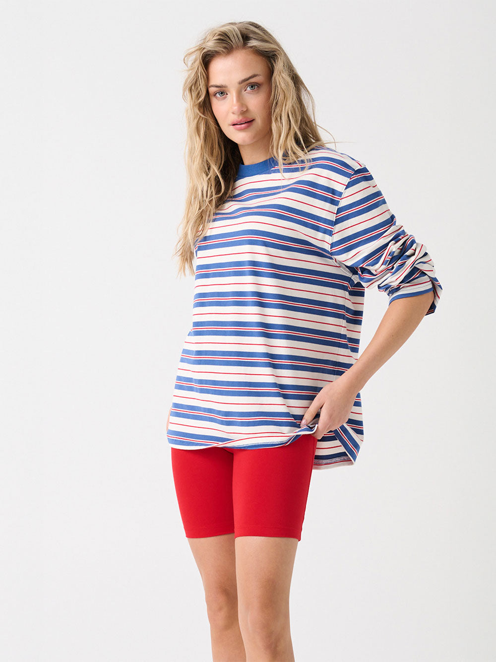 Carter Long Sleeve - RED/SLATE STRIPE