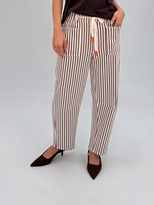 Carter Barrel Leg Jeans  - CHOC STRIPE