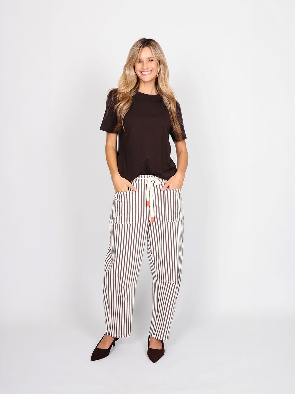 Carter Barrel Leg Jeans  - CHOC STRIPE