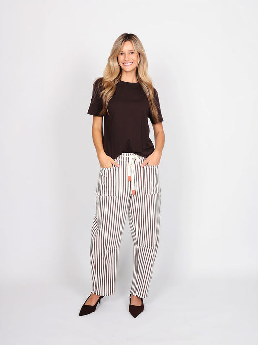 Carter Barrel Leg Jeans  - CHOC STRIPE