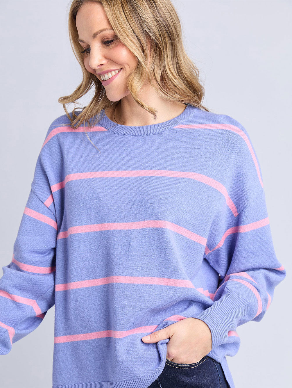 Charli Stripe Knit - CORNFLOWER