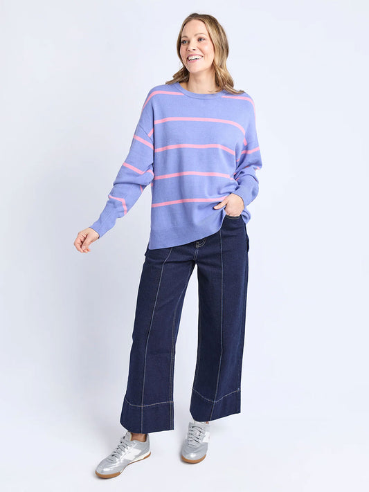 Charli Stripe Knit - CORNFLOWER
