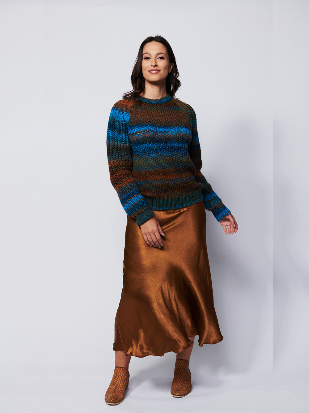 Colombia Round Neck Knit Sweater  - TURQUOISE
