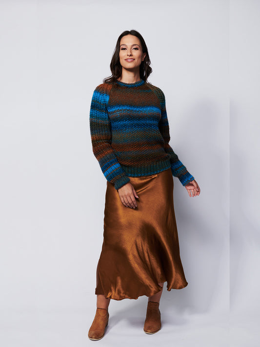 Colombia Round Neck Knit Sweater  - TURQUOISE