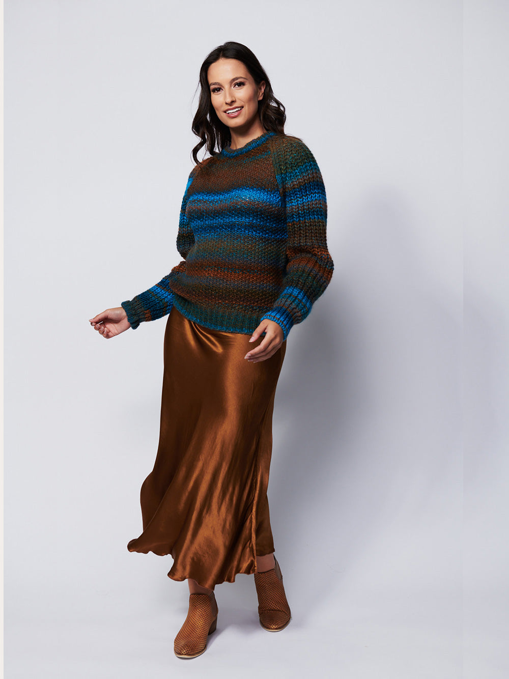 Colombia Round Neck Knit Sweater  - TURQUOISE